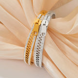 Crystal Zipper Bracelet Stainless Steel Bangle for Women