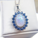 Opal & Crystal Zircon Diamonds Pendant Necklace for Women
