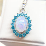 Opal & Crystal Zircon Diamonds Pendant Necklace for Women