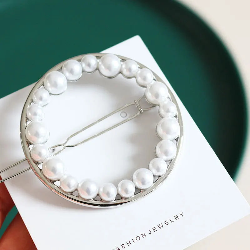 Pearl Barrettes 14K Round Hair Je