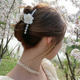 Rose Barrette Hair Clips Pearl Hair Claws for Women Girls