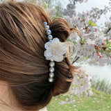 Rose Barrette Hair Clips Pearl Hair Claws for Women Girls