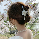Rose Barrette Hair Clips Pearl Hair Claws for Women Girls