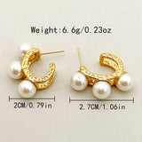 Textured Pearl Hoop Earring Stainless Steel Japan Kpop Thick Ear Women Jewelry