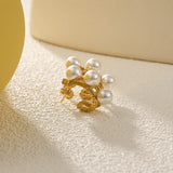 Textured Pearl Hoop Earring Stainless Steel Japan Kpop Thick Ear Women Jewelry