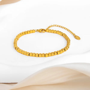 Geometric Beaded Chain Bracelet Stainless Steel Square Beads