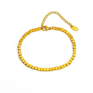 Geometric Beaded Chain Bracelet Stainless Steel Square Beads