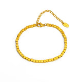 Geometric Beaded Chain Bracelet Stainless Steel Square Beads