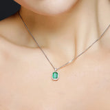 Green Crystal Emerald Diamond Pendant Silver Choker