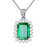 Green Crystal Emerald Diamond Pendant Silver Choker