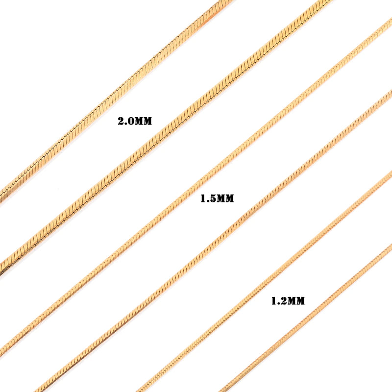 Stainless Steel Snake Chain Necklaces 1.2/1.5/2.0mm