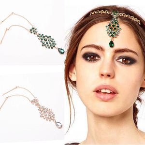 Women Crystal Rhinestone Head Chain Hairband Accessory