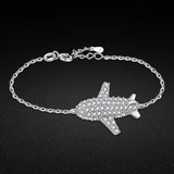 925 Sterling Silver Bracelet Airplane Pendant Ladies Bracelet