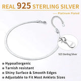 925 Sterling Silver Flat Snake Chain Anklet for Women