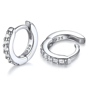 925 Silver Small Huggie Hoop Earrings CZ Cartilage Piercing Sleeper Earrings