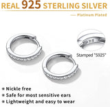 925 Silver Small Huggie Hoop Earrings CZ Cartilage Piercing Sleeper Earrings