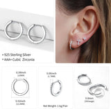 925 Silver Small Huggie Hoop Earrings CZ Cartilage Piercing Sleeper Earrings