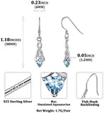 Celtic Knot Earrings 925 Sterling Silver Birthstone Heart Dangle Drop Earrings