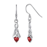 Celtic Knot Earrings 925 Sterling Silver Birthstone Heart Dangle Drop Earrings