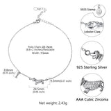925 Silver Dog Anklet Bracelet Clear CZ Foot Jewelry for Women Girls