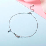 925 Silver Dog Anklet Bracelet Clear CZ Foot Jewelry for Women Girls