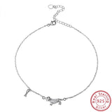 925 Silver Dog Anklet Bracelet Clear CZ Foot Jewelry for Women Girls