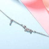 925 Silver Dog Anklet Bracelet Clear CZ Foot Jewelry for Women Girls
