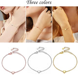 Tiny Heart Love Bracelet 925 Sterling Silver Dainty Charm Adjustable Gift