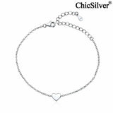 Tiny Heart Love Bracelet 925 Sterling Silver Dainty Charm Adjustable Gift