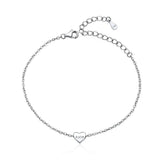 Tiny Heart Love Bracelet 925 Sterling Silver Dainty Charm Adjustable Gift