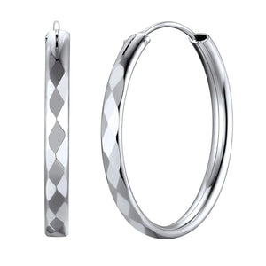 925 Sterling Silver Large Hoop Earrings Lightweight Round Circle Endless Hoops