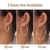 925 Sterling Silver Large Hoop Earrings Lightweight Round Circle Endless Hoops