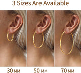 925 Sterling Silver Large Hoop Earrings Lightweight Round Circle Endless Hoops