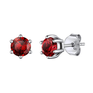 March Birthstone Earrings 925 Sterling Silver Dainty Round Cut Studs