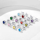 March Birthstone Earrings 925 Sterling Silver Dainty Round Cut Studs