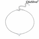Tiny Heart Love Charm Anklet 925 Sterling Silver Adjustable Foot Chain