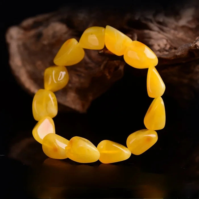 Chicken Butter Yellow Beeswax Bracelet Natural Honey Amber Rough Bracelet