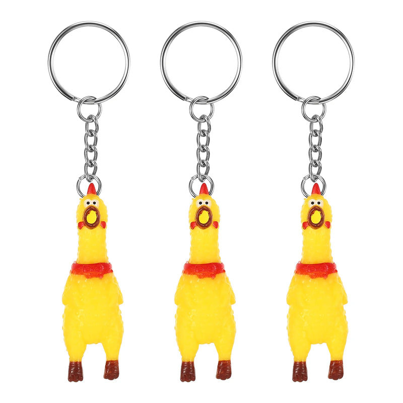 Chicken Keychain Screaming Squeeze Chain Rubber Small Kids Chain