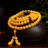 Chicken Oil Yellow Amber Circle Bracelet, 108 Pieces, Men & Women