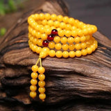 Chicken Oil Yellow Amber Circle Bracelet, 108 Pieces, Men & Women