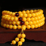 Chicken Oil Yellow Amber Circle Bracelet, 108 Pieces, Men & Women