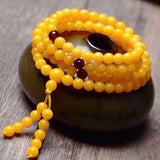 Chicken Oil Yellow Amber Circle Bracelet, 108 Pieces, Men & Women