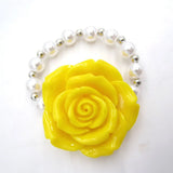 Girls Yellow Flower Charm Pearl Bracelet for Birthday Party Outfits
