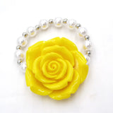 Girls Yellow Flower Charm Pearl Bracelet for Birthday Party Outfits