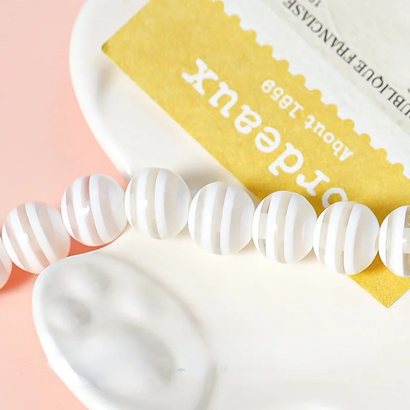 Striped Resin Watermelon Beads for DIY Beaded Necklace