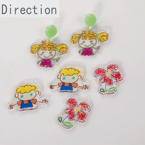 Childlike Transparent Graffiti Acrylic Sheet Pendant DIY Earring Material