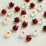 Ladybug and Flowers Beads DIY Earrings Hairpin Jewelry