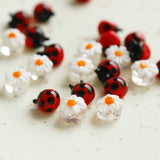 Ladybug and Flowers Beads DIY Earrings Hairpin Jewelry
