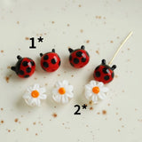 Ladybug and Flowers Beads DIY Earrings Hairpin Jewelry