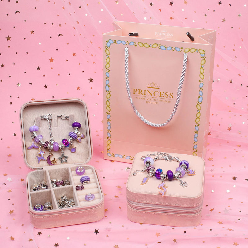 Children DIY Jewelry Kit Green Purple Red Pink Violet Craft Christmas Easter